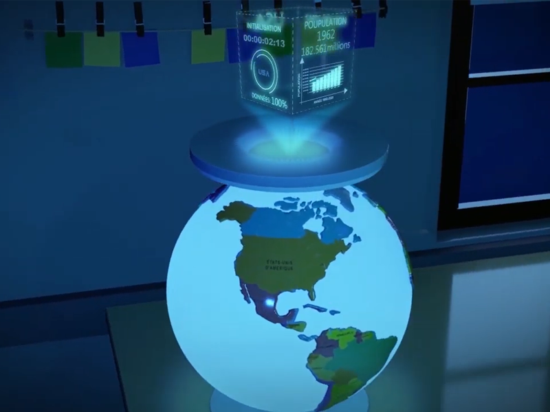 Incrustation d'un holograme dans un globe